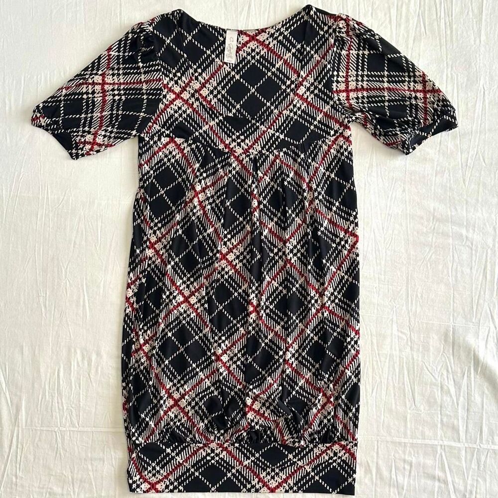 VTG 90s C. Graffitti Red Black Plaid Square Neck Mini Dress Sz‎ M Indie Grunge